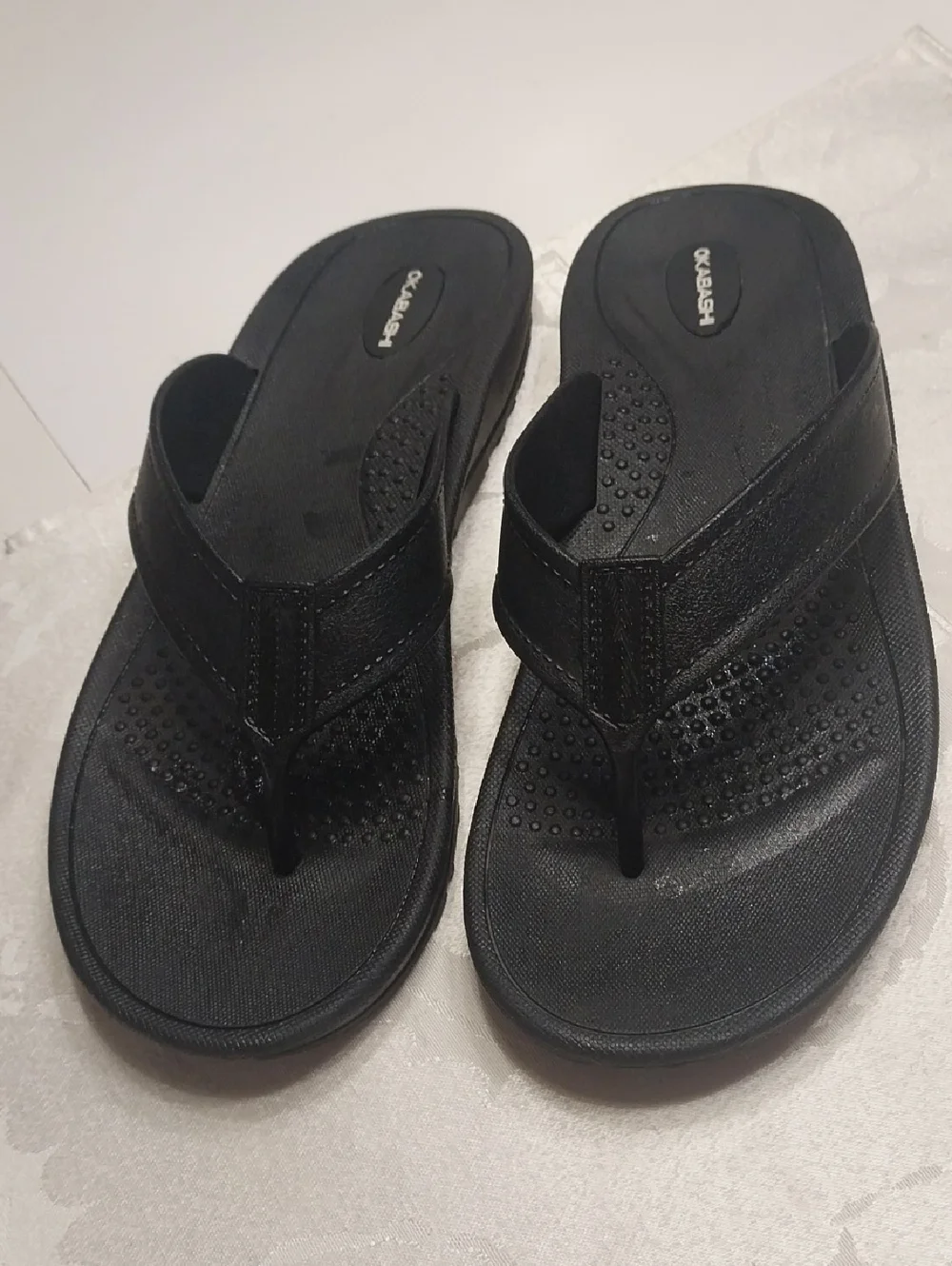 Okabashi Men's Mariner Flip Flop Sandals Size XL Black Comfort Arch Support